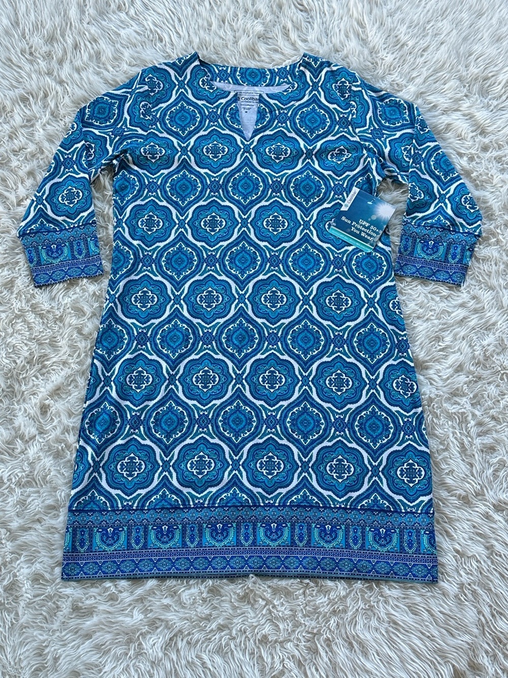 NWT Coolibar Oceanside Tunic Dress UPF 50+ blue Medium